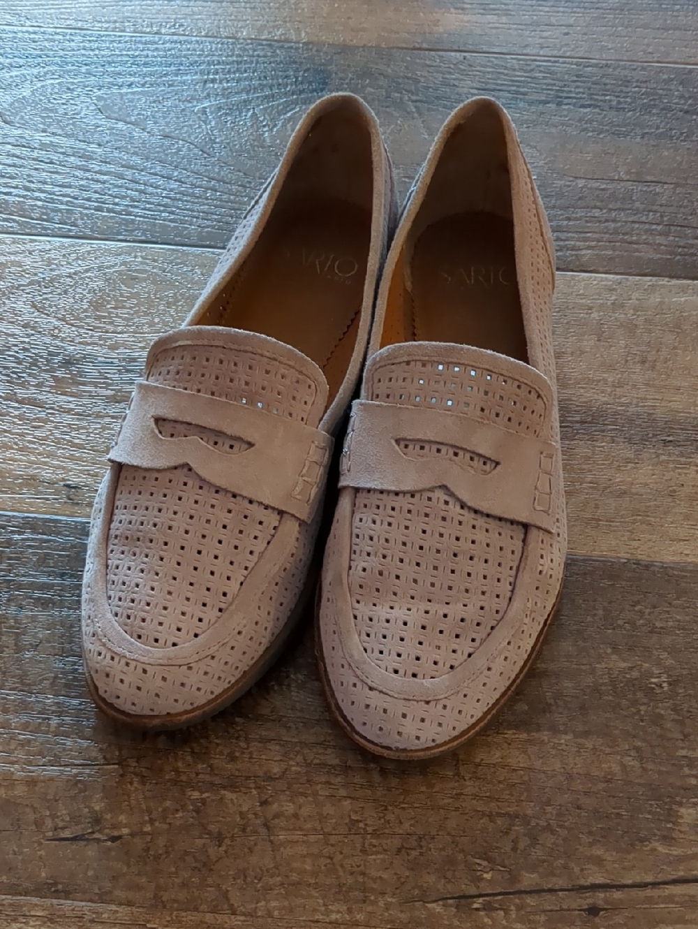 SARTO By Franco Sarto Perforated Suede Loafers in Blush